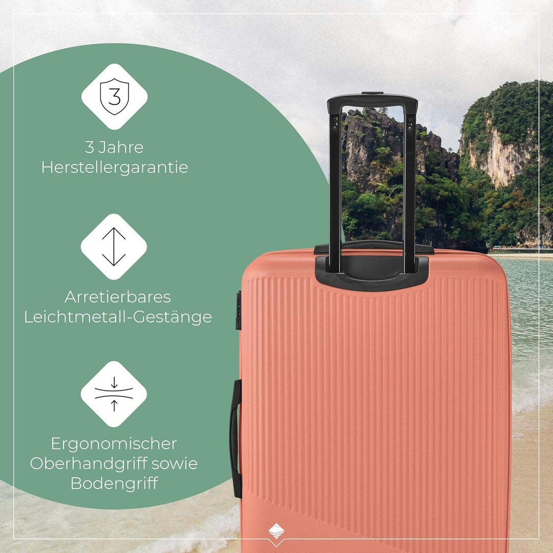 travelite 4-Rad Hartschalenkoffer gross 96 Liter, Gepäck Serie BALI: ABS Hartschalen Trolley mit TSA