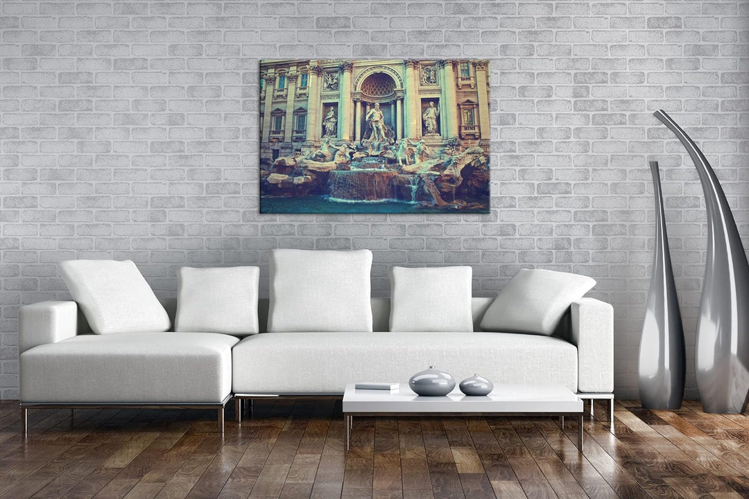 deyoli Trevi Brunnen in Rom Format: 60x40 als Leinwandbild, Motiv fertig gerahmt auf Echtholzrahmen,