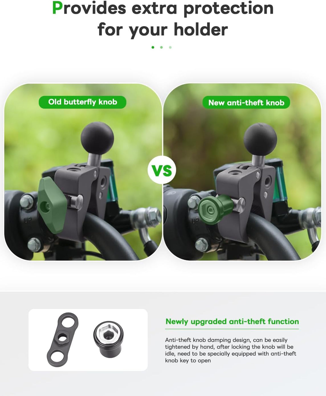 FANAUE CC-04F Schutz vor Diebstahl Lenkerklemmbasis mit 1" Ball Adapter für Durchmesser 13-52mm Moto