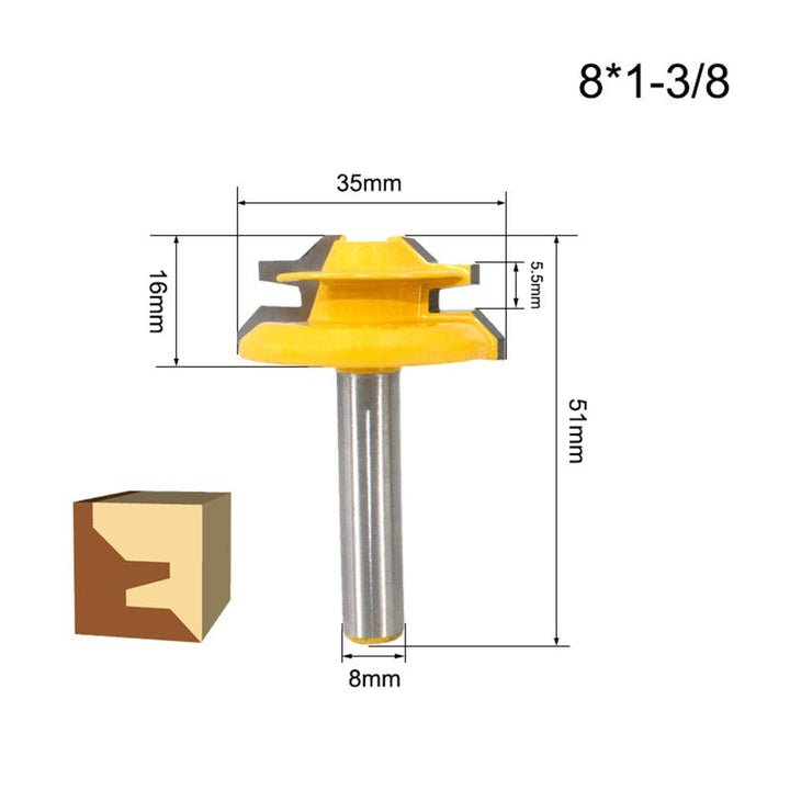 BIGP 3 Stück 45 Grad Verleimfräser Gehrung Fräse Set, 8 mm Schaft 45° Lock Miter Router Bit, 1-3/8",