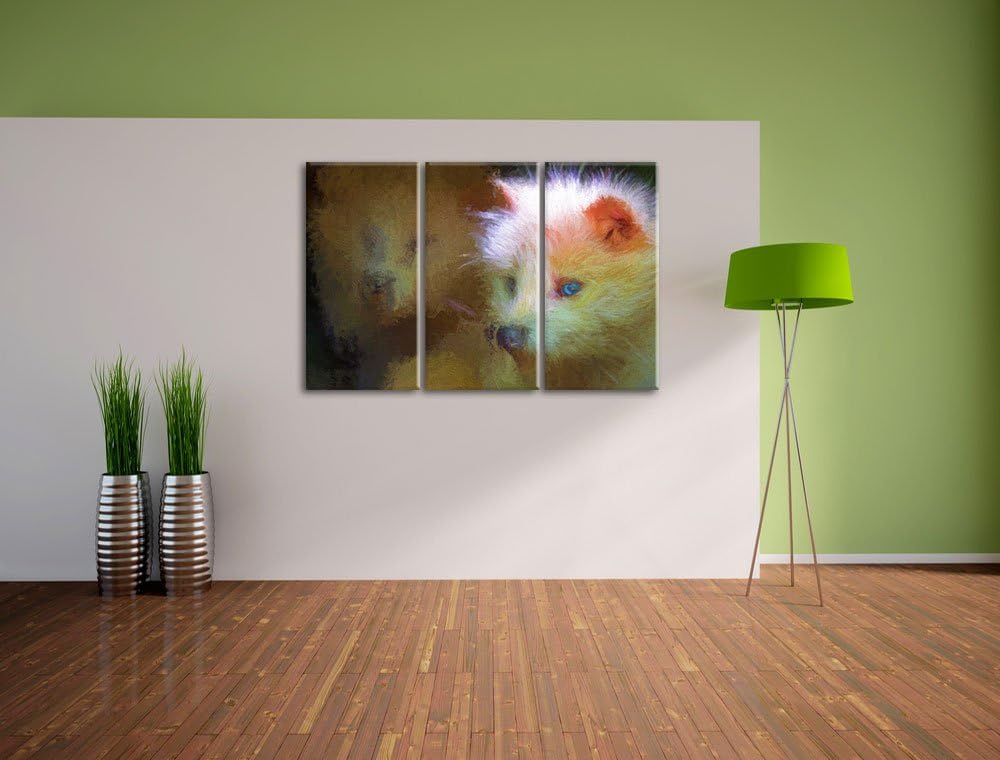 Polarfuchs in Höhle NewArt 3-Teiler Leinwandbild 120x80 Bild auf Leinwand, XXL riesige Bilder fertig