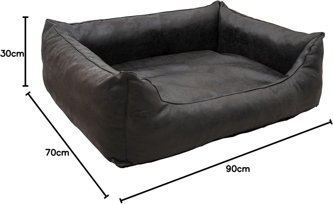 CopcoPet - Hundebetten Emma Wildlederoptik - Antik Schwarz Gr: L ca. 90 x 70 cm Orthopädisch Visco L
