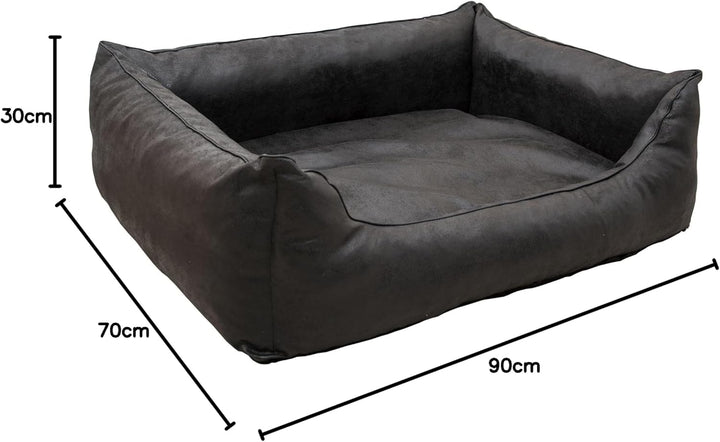 CopcoPet - Hundebetten Emma Wildlederoptik - Antik Schwarz Gr: L ca. 90 x 70 cm Orthopädisch Visco L
