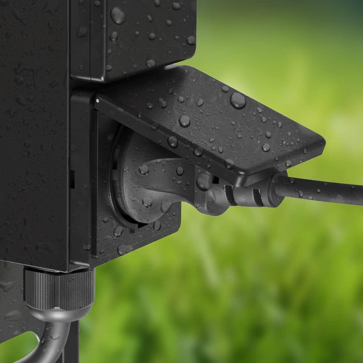 ledscom.de Garten Steckdosensäule PIWI mit Erdspiess für aussen, IP44, 2-Fach, Edelstahl, Kunststoff