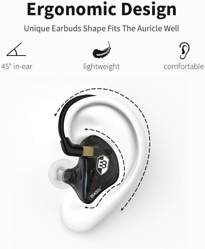 BASN Bsinger In-Ear-Monitore Geräuschisolierende Kopfhörer, Dual-dynamische Treiber High Definition