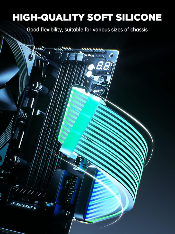 AsiaHorse 24Pin ATX Adressierbare RGB Kabel, ARGB 24PIN Mainboard Sleeved Cable, 5V 3PIN PSU Kabelve