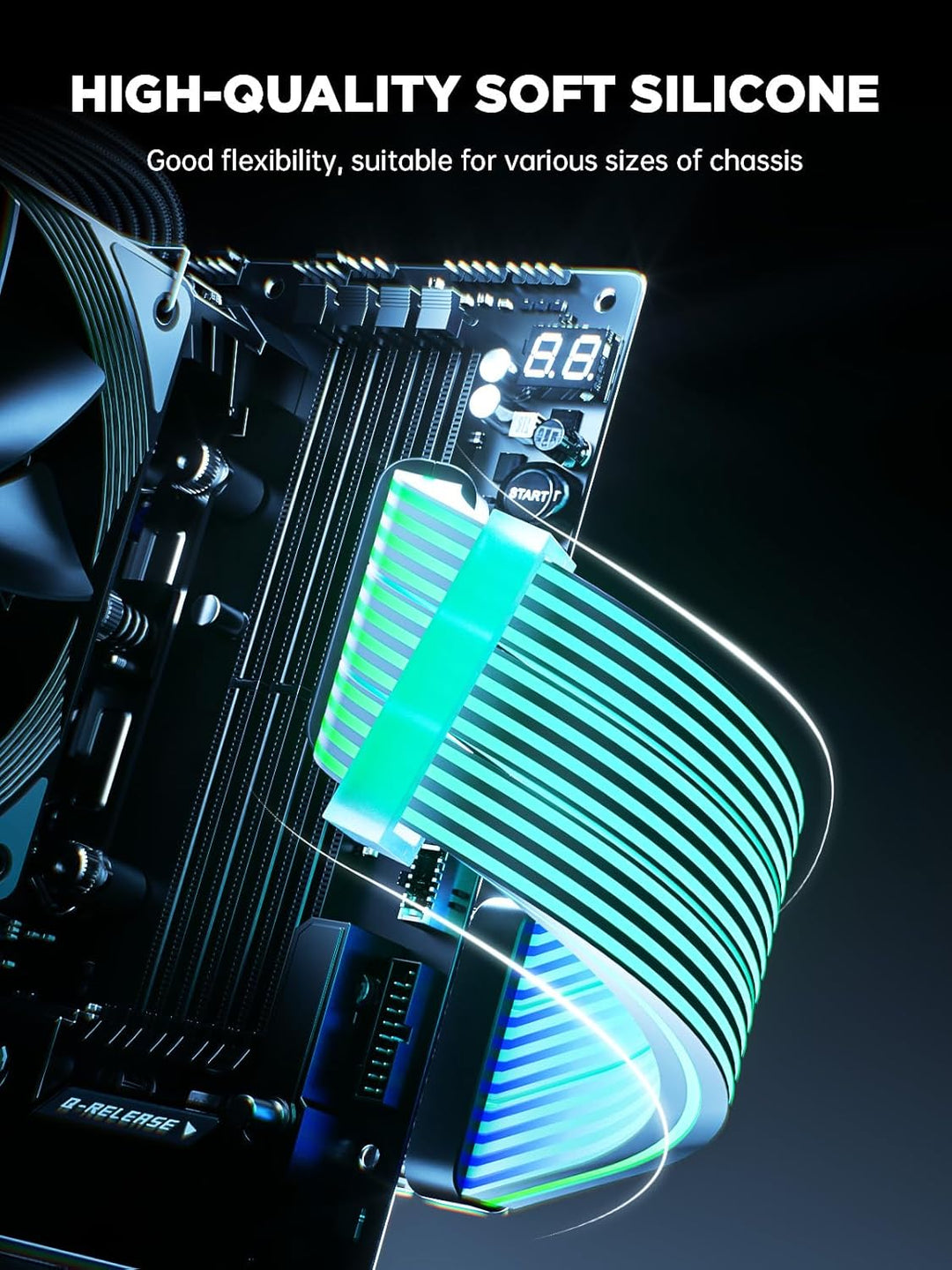 AsiaHorse 24Pin ATX Adressierbare RGB Kabel, ARGB 24PIN Mainboard Sleeved Cable, 5V 3PIN PSU Kabelve