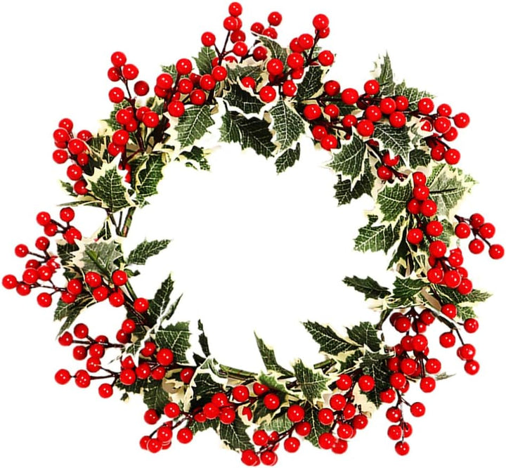 BESPORTBLE Weihnachtskranz Rote Beere künstliche Beere Holly Berry grüne Blätter Türkranz Wandkranz