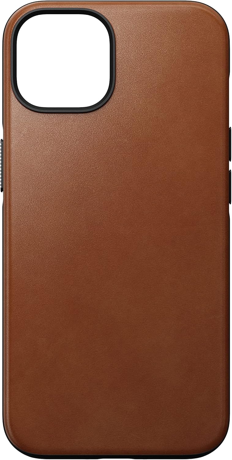 NOMAD Modern Leather Case für iPhone 14 | Schutzhülle aus Polycarbonat und hochwertigem Echtleder |