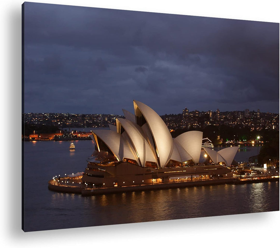 deyoli Sydney Opera House im Format: 100x70 als Leinwandbild, Motiv fertig gerahmt auf Echtholzrahme