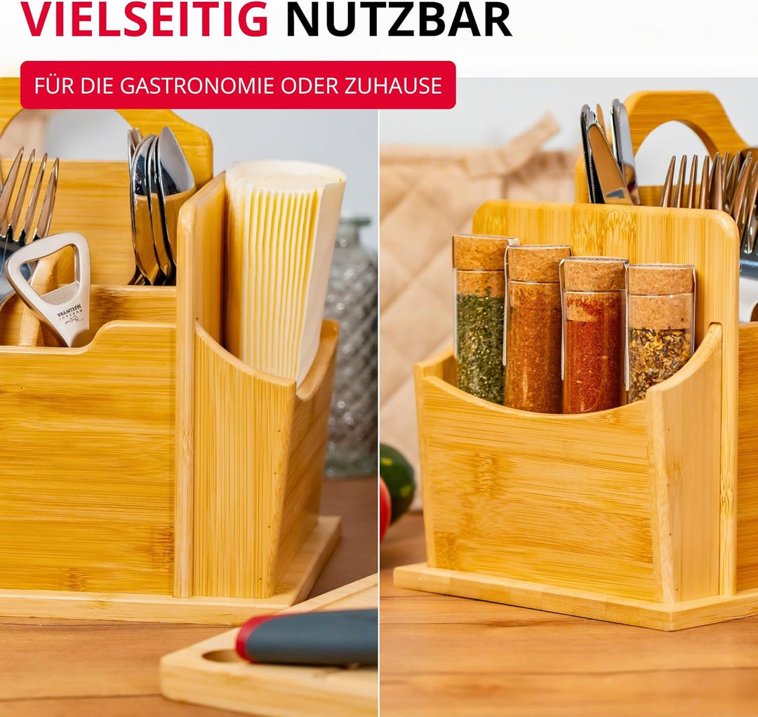 Westmark Tischbutler Tapas + Friends – praktischer Tisch-Organizer mit 7 Fächern, Korb für Besteck u