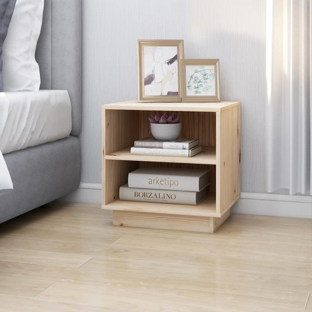 Bedside Table Nachtkonsole Beistelltisch mit Stauraum Night Stand Nachttisch 40x34x40 cm Massivholz