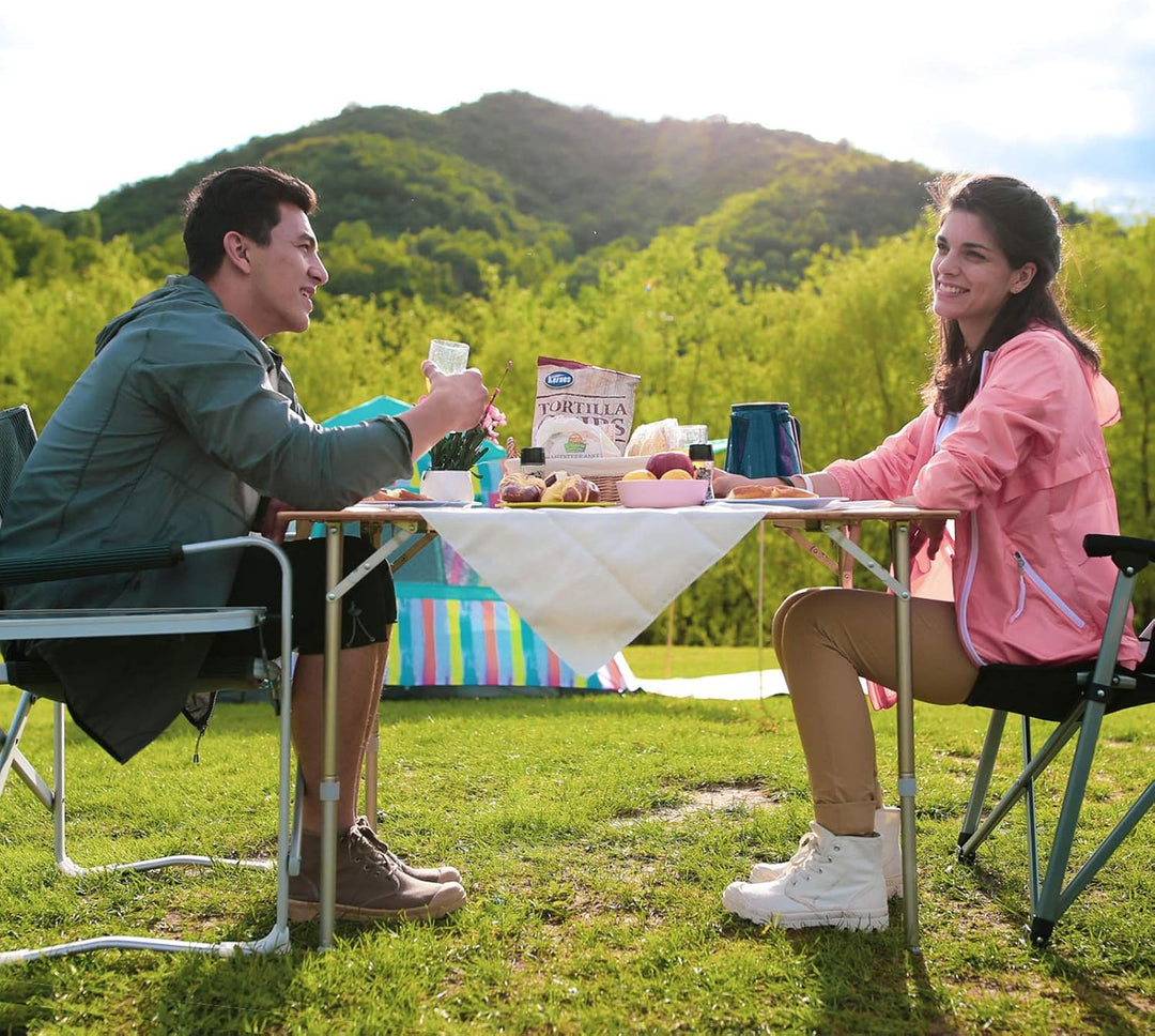 KingCamp Bambus Falt Tisch Camping Klapptisch Garten Alu Holz 3Höhen Verstellbar