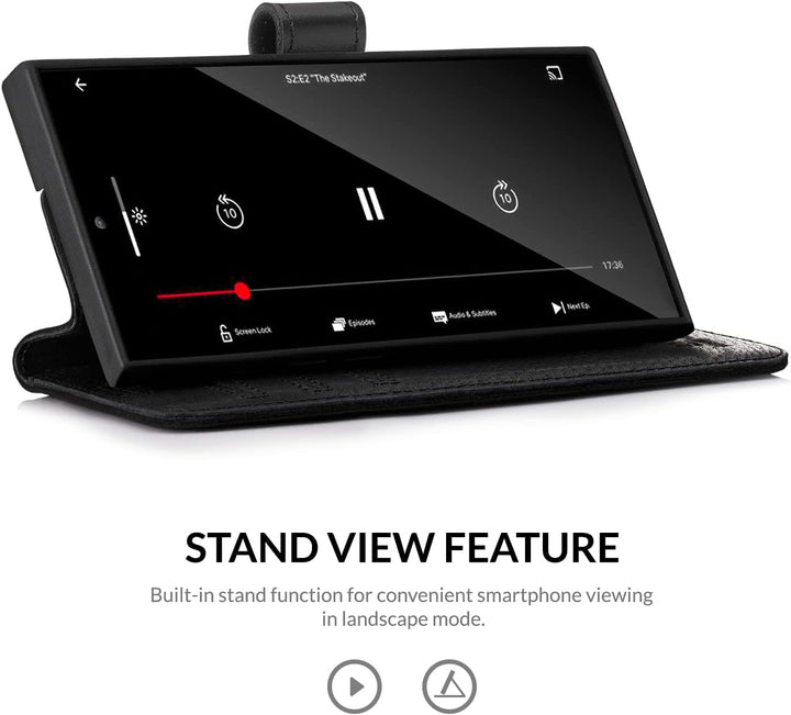 SURAZO Premium Handyhülle für Xiaomi Redmi Note 12 5G Hülle Leder – Klappbare Echtleder Schutzhülle