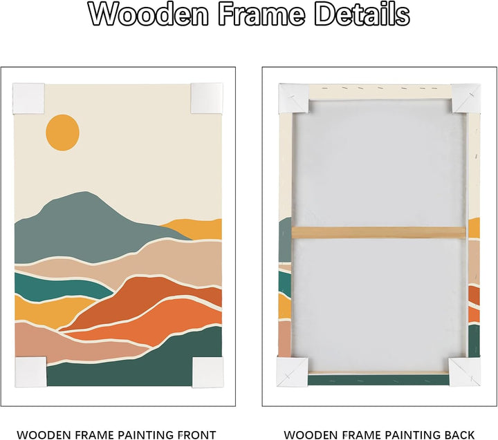 6Pcs Leinwand Bilder Set Mit Rahmen Boho Beige Geometrische Linien Bild auf Leinwand Bohemian Bunte