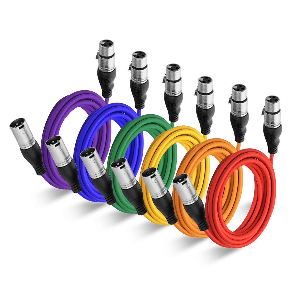 NUOSIYA XLR Kabel 6m 6 Farben XLR Mikrofon Splitterkabel Adapter, 3-Pin XLR Stecker auf Buchse Mikro