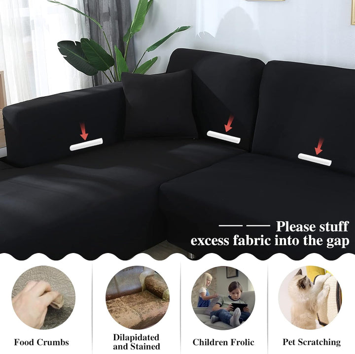 Jaotto Sofa Überwürfe Sofabezug Elastische Spandex Stretch Sofabezüge Couchbezug für L-Form Sofa Uni