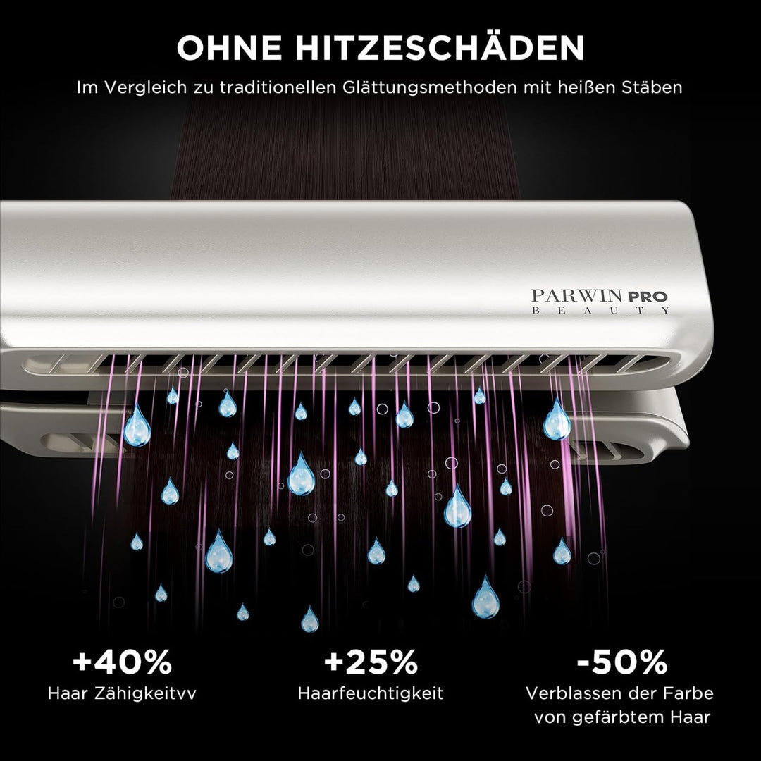 Air Haarglätter, PARWIN PRO BEAUTY Ionen Air Glätteisen, Nass bis Trocken, Ohne Heizplatten, Ohne Hi