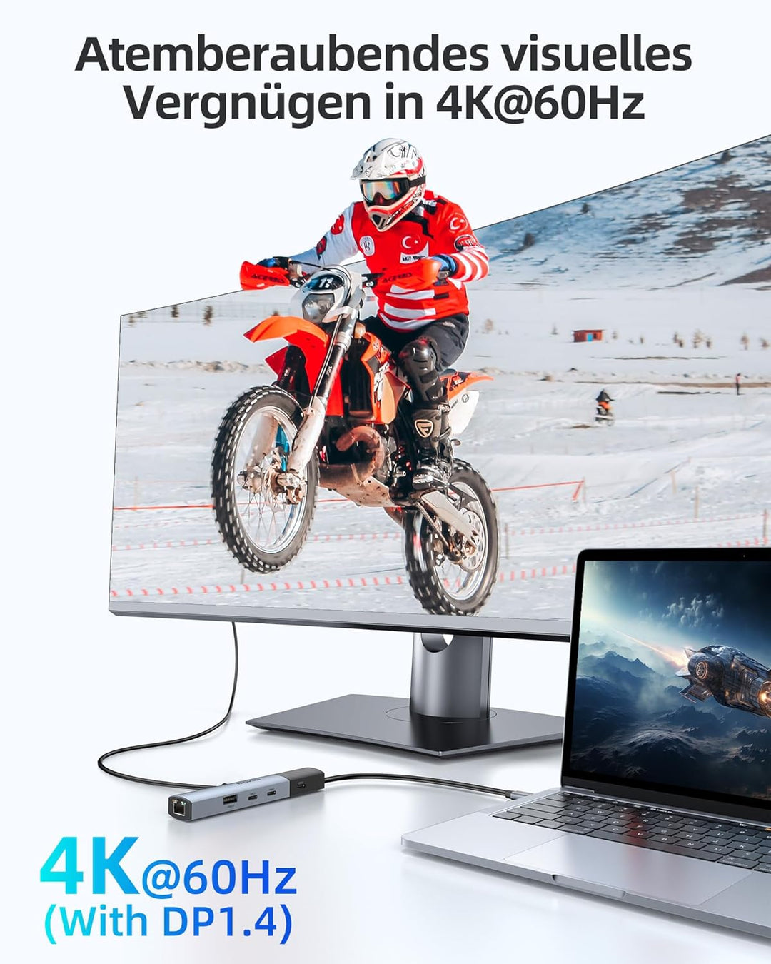 MOKIN USB C HUB, 7 in 1 USB C Adapter mit 4K@60HZ HDMI, Ethernet, 3*USB-C 3.1 Ports und 1*USB-A Date