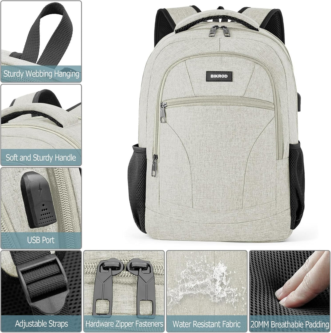 BIKROD Rucksack Herren und Damen, Schulrucksack Jungen Mädchen Teenager, 15.6 Zoll Laptop Arbeit Day