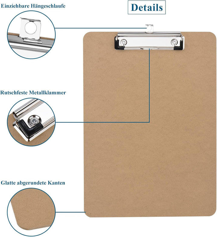 ZCZN Klemmbrett A4, 8 Stück stapelbare Schreibbrett mit Metallklammer, Zwischenablage für Studenten,