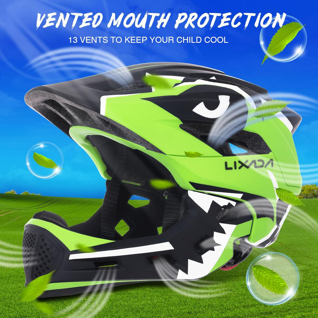 Lixada Kinderhelm, Kinder Fahrradhelm, Integrierter Helm mit Abnehmbarem Kinnschutz Kindersport Schu