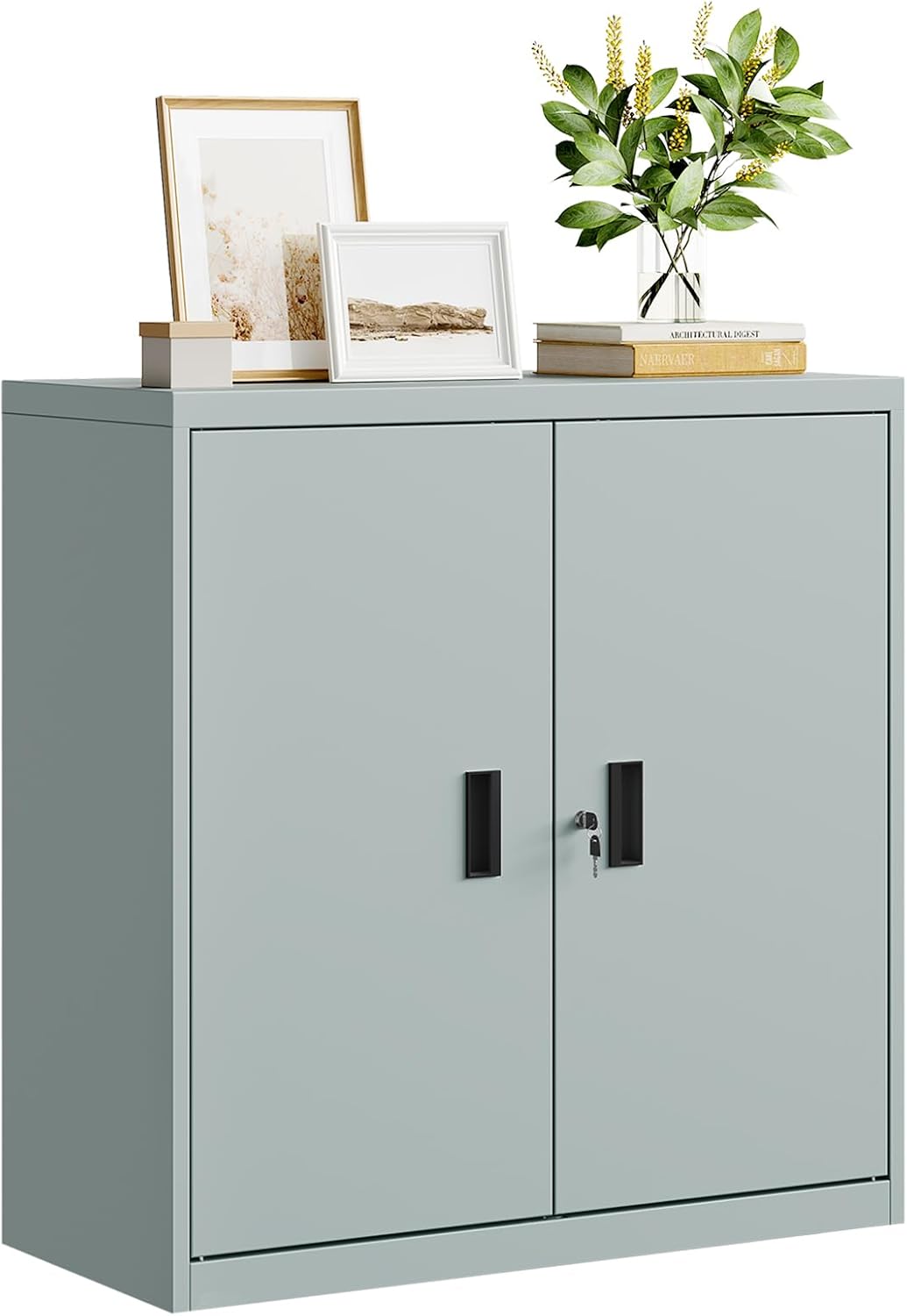 WOLTU Aktenschrank abschliessbar, Ordnerschrank mit höhenverstellbarem Einlegboden, Metallschrank mi