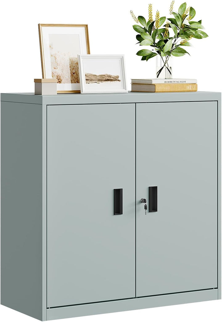 WOLTU Aktenschrank abschliessbar, Ordnerschrank mit höhenverstellbarem Einlegboden, Metallschrank mi