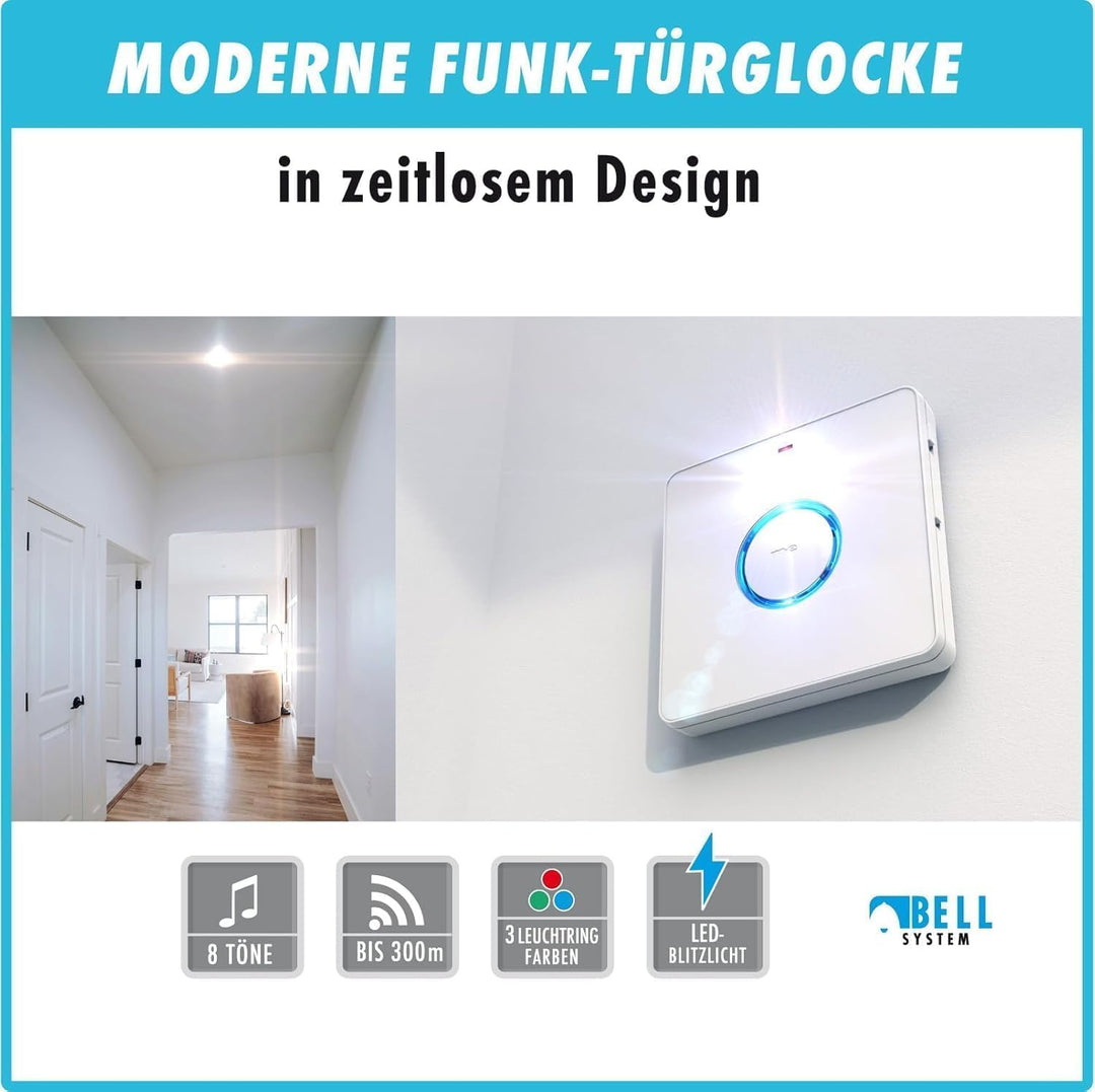 m-e modern-electronics Funk-TÜRGLOCKE 2-Familien-Haus BELL-232