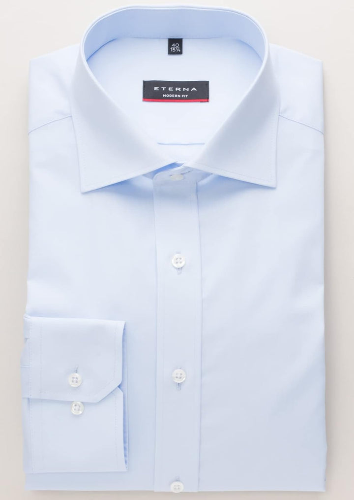 eterna Herren unifarbenes Popeline-Hemd MODERN FIT 45 Hellblau, 45 Hellblau