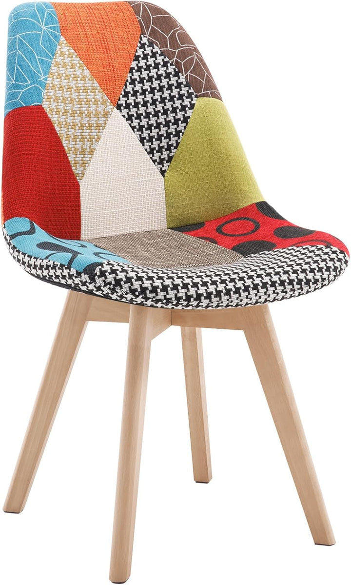 WOLTU 1 x Esszimmerstuhl 1 Stück Esszimmerstuhl Design Stuhl Küchenstuhl Holz Leinen Mehrfarbig BH29