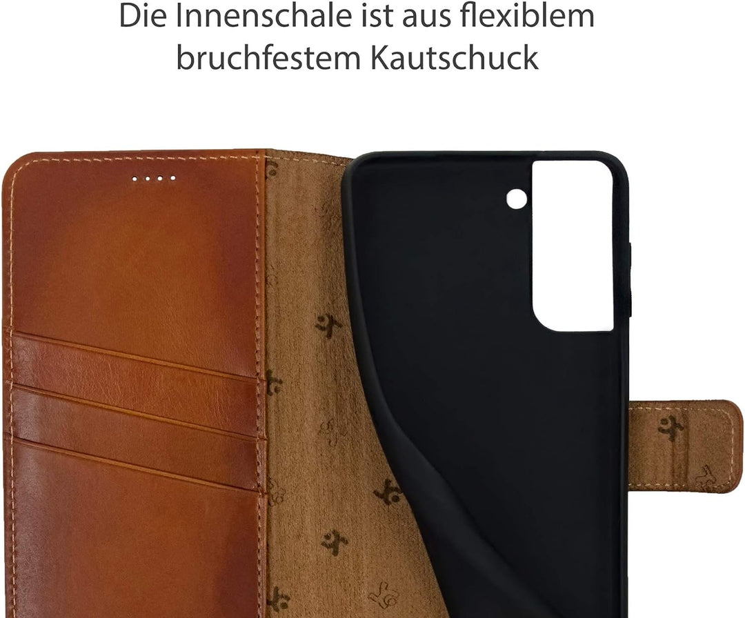 Suncase Book-Style Hülle kompatibel mit Samsung Galaxy S22 Plus 5G Leder Tasche (Slim-Fit) Lederhüll