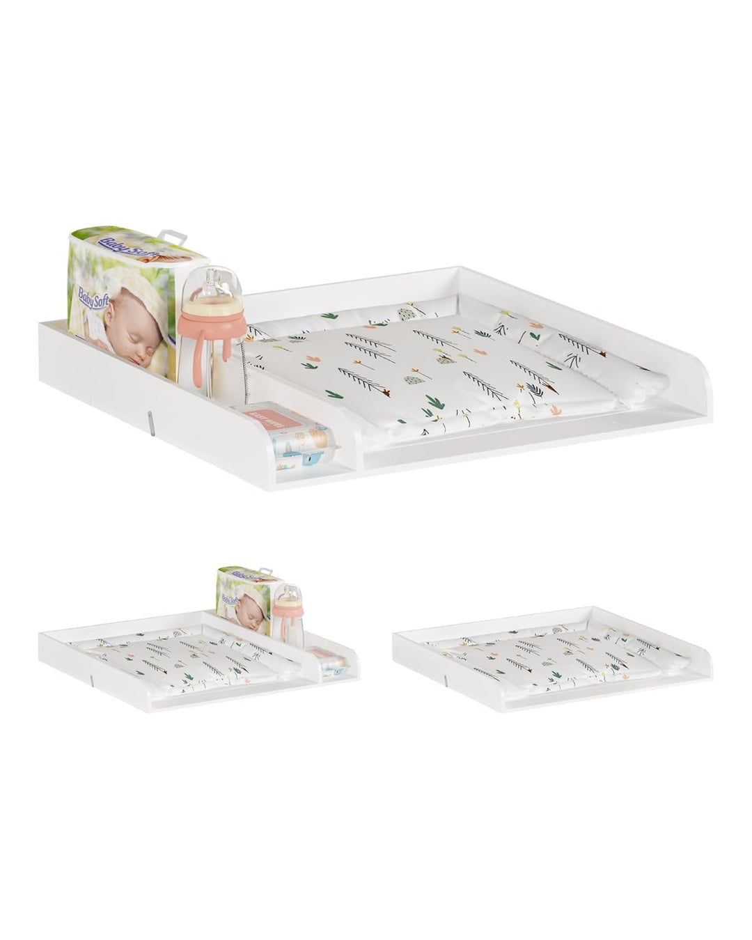 WOLTU Wickelaufsatz aus Holz, Wickeltischaufsatz Wickelkommode Aufsatz mit Trennfach Tiefe 48 cm, fü