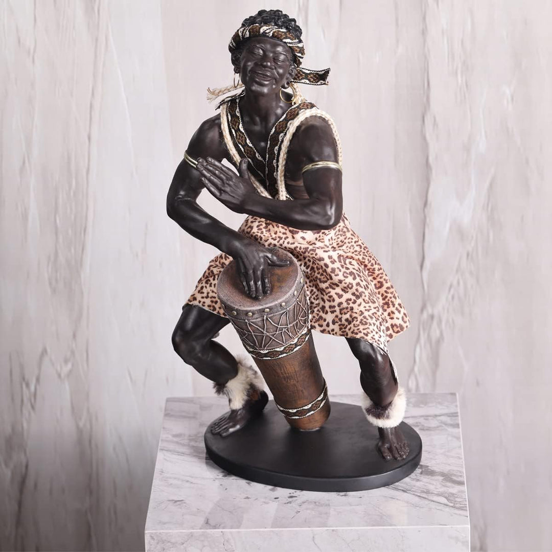 38 cm hohe afrikanische Statue für Heimdekoration, afrikanische Trommler-Statue aus Kunstharz, afrik