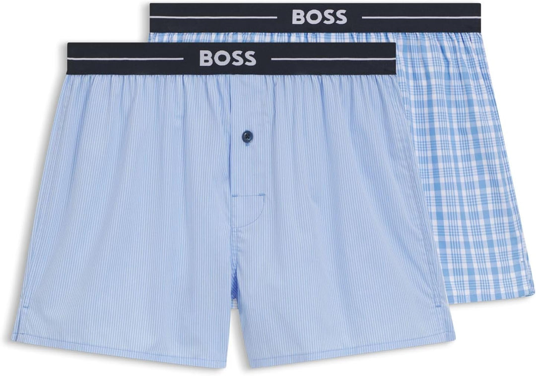 BOSS Herren Boxershorts, 2er Pack S New - Open Blue471, S New - Open Blue471