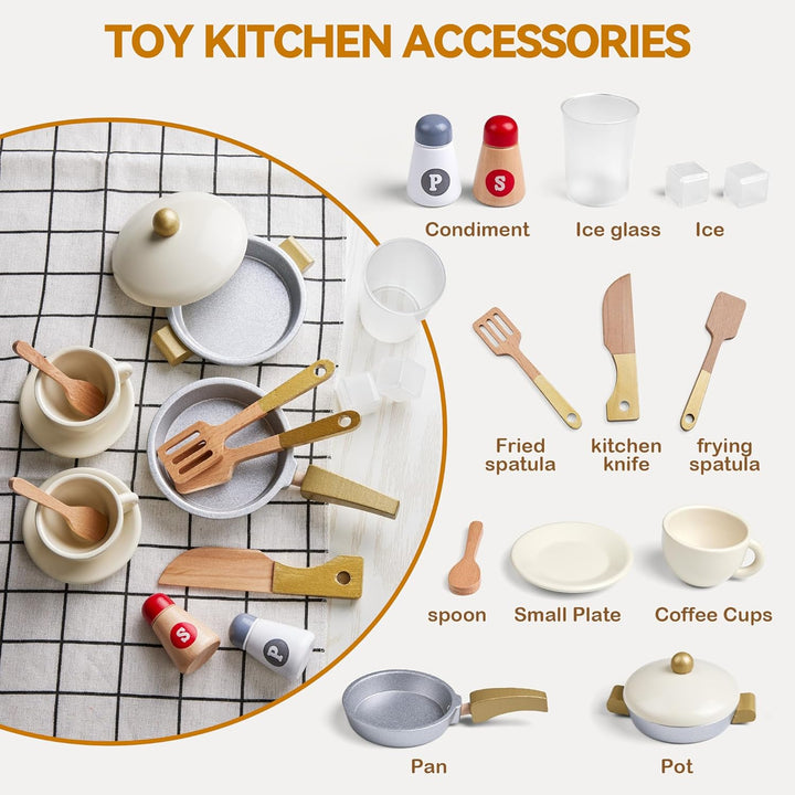 Spielen Küche für Kinder Holz Pretend Spielen Küche Set Spielzeug Spielzeug Küche mit 26 Stück Spiel