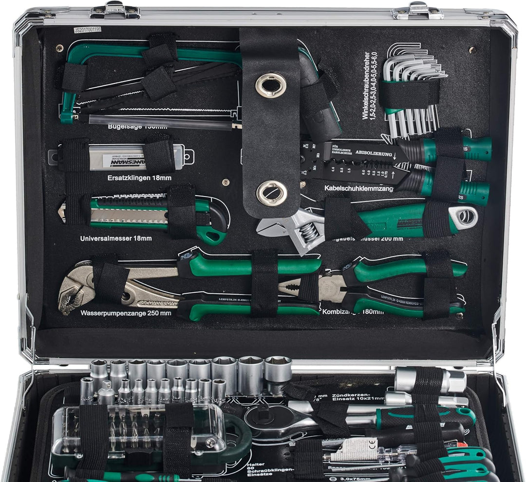 Brüder Mannesmann 124-tlg. Werkzeugsatz im Alukoffer, Silber, M29072 Single, Single