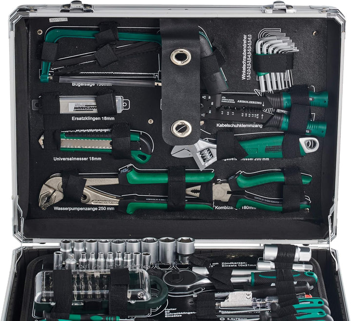 Brüder Mannesmann 124-tlg. Werkzeugsatz im Alukoffer, Silber, M29072 Single, Single