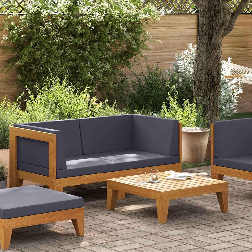 vidaXL Akazienholz Massiv Gartenmöbel 2-TLG. mit Auflagen Ecksofa Tisch Sofa Lounge Sitzgruppe Garte