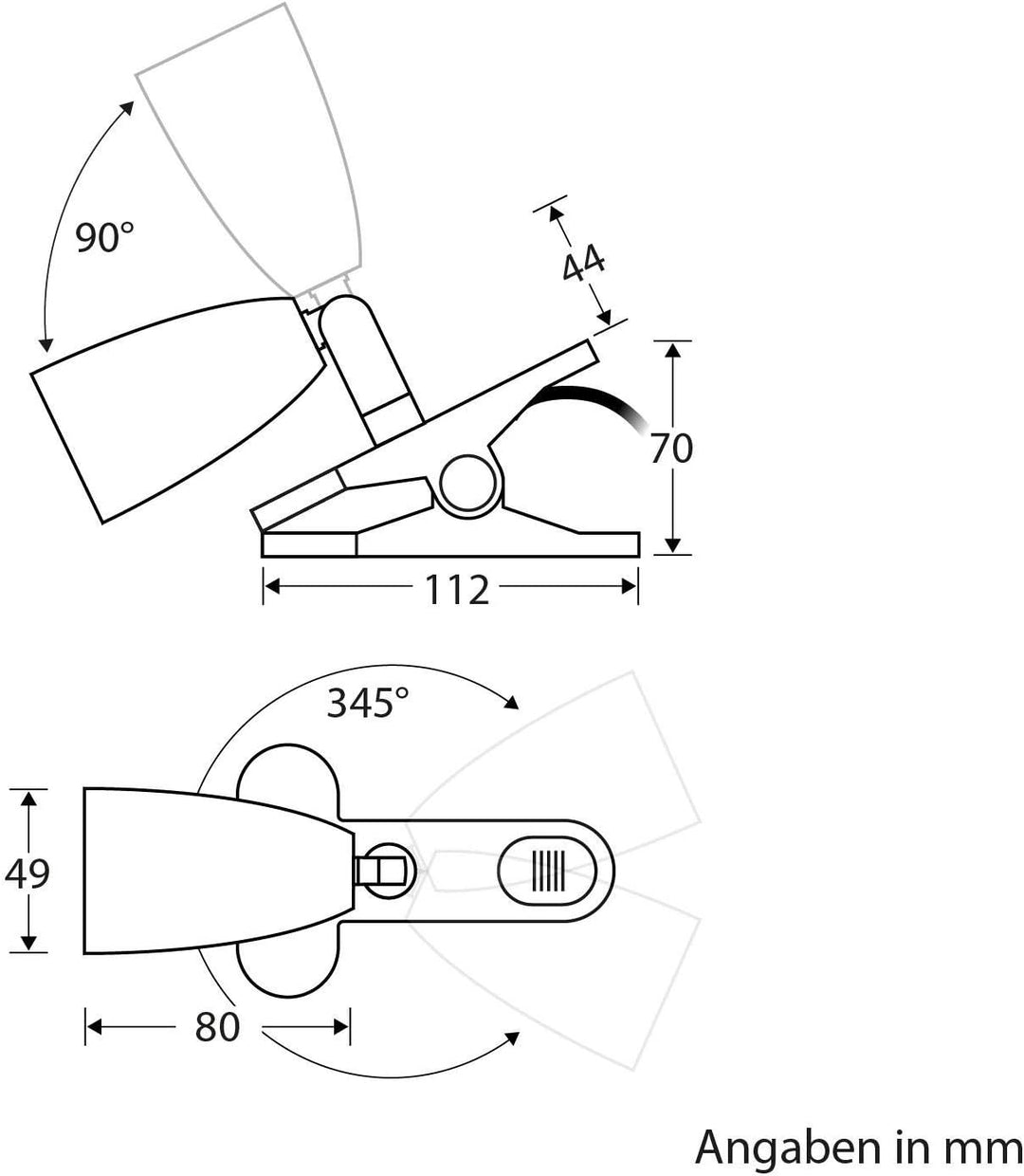 ledscom.de E27 Klemmleuchte LIK, schwarz inkl. PAR38 LED Reflektor-Lampe schwarz je 1279lm warm-weis