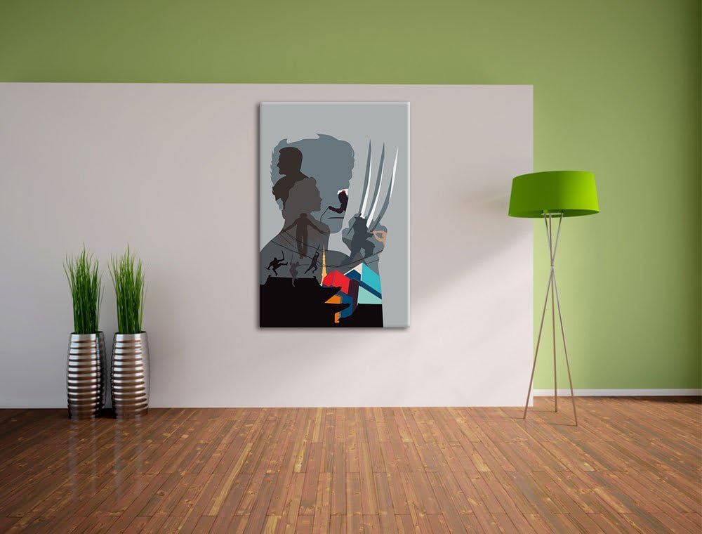 Pixxprint Wolverine Format: 100x70 auf Leinwand, XXL riesige Bilder fertig gerahmt mit Keilrahmen, K