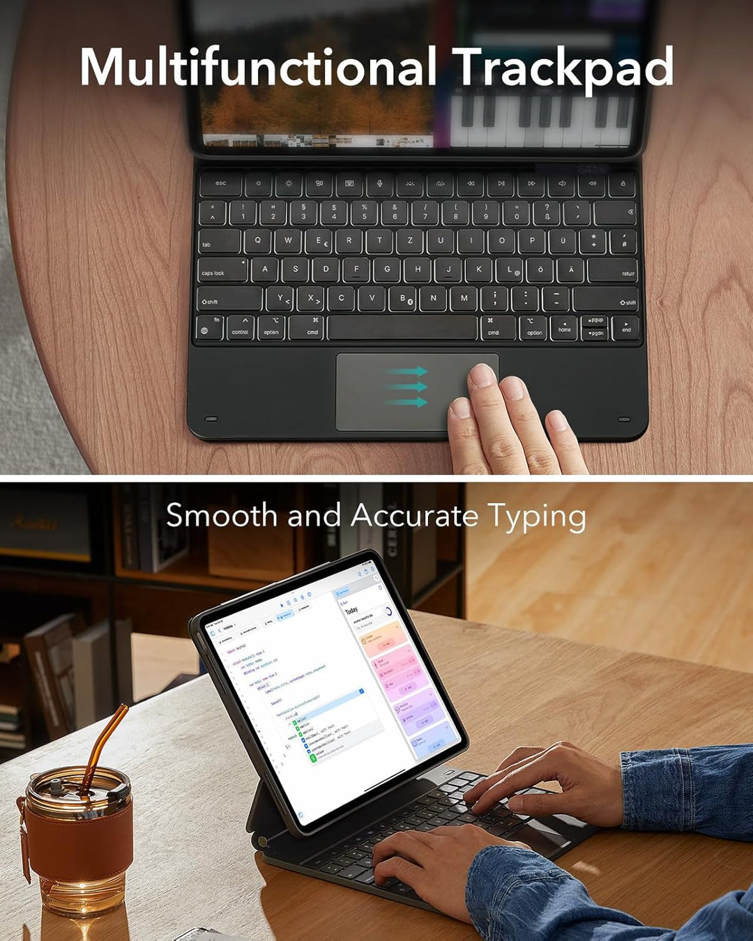 ESR iPad Pro 13 Zoll (M4, 2024) Hülle mit Tastatur, Tastaturhülle mit Einzustellendem Magnetständer,