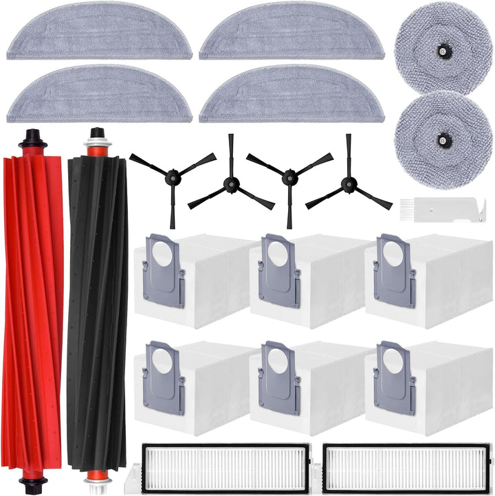 Zubehörset für Roborock S8 Maxv Ultra, oGoDeal 6*Staubbeutel 2*Main Rollbürste 4*Seitenbürsten 2*Fil