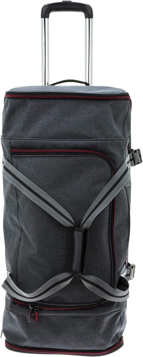 Trolley Reisetasche Gross Doppelboden Tasche 90 Liter Travel Bag Grau Rot Bowatex