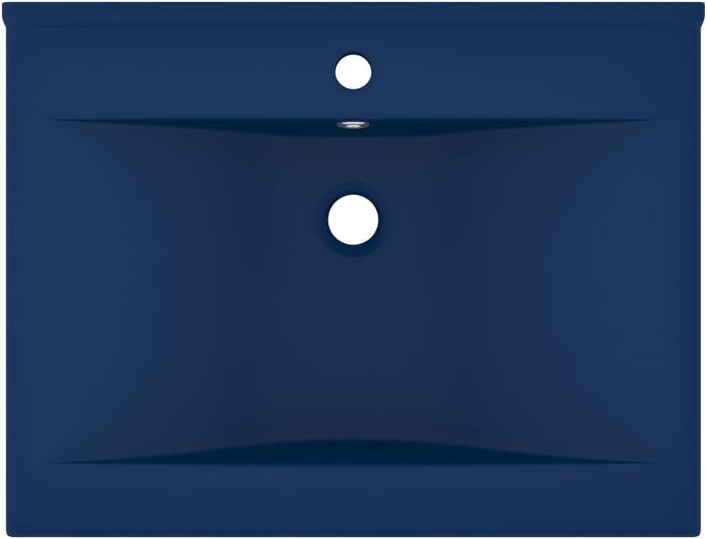 WIFESE Luxus-Waschbecken mit Hahnloch Matt-Dunkelblau 60x46 cm Keramik Einbauwaschbecken Hänge-Wasch