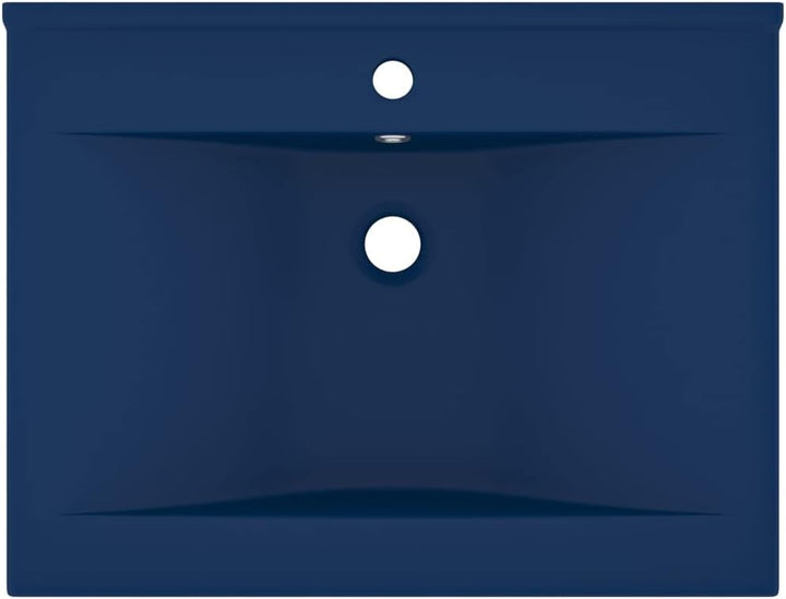 WIFESE Luxus-Waschbecken mit Hahnloch Matt-Dunkelblau 60x46 cm Keramik Einbauwaschbecken Hänge-Wasch
