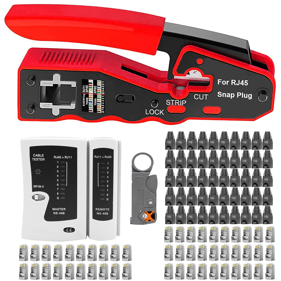 MAYLINEE Netzwerk werkzeug Set Crimpzange RJ45 Cat5 Cat6, Kabel tester Reparatur werkzeuge, Abisolie