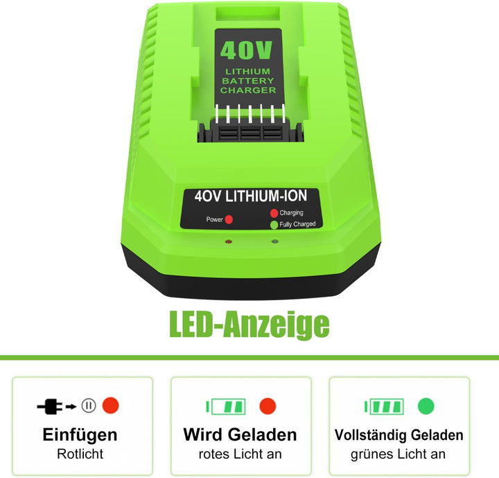 ENERGUP G40C 40V Ersatzladegerät für Greenworks 40V Ladegerät für Greenworks 40V Akkus 29252 20202 2
