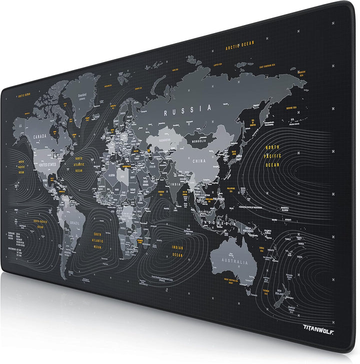 TITANWOLF - XXL Speed Gaming Mauspad Titanwolf Weltkarte 900 x 400mm - XXL Mousepad - Tischunterlage