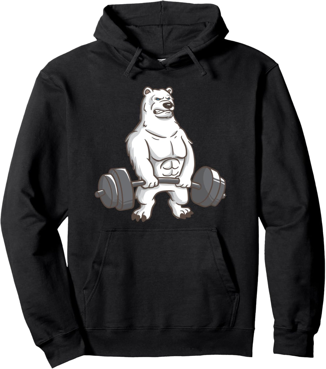 Eisbär Powerlifting Gewichtheben Fitnessstudio und Tier Pullover Hoodie